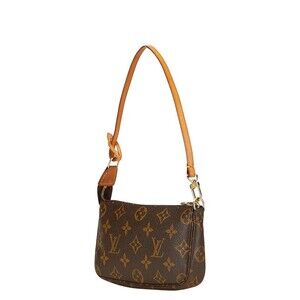 Louis Vuitton Pochette Leather Bag Monogram Shoulder Brown Accessoires